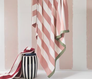 Devon Stripe Recycled Throw Pink/Sage 