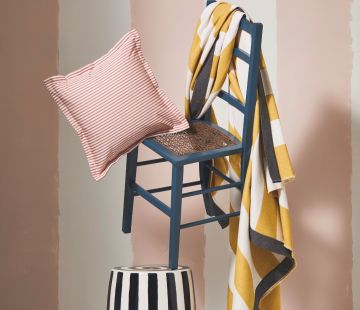 Devon Stripe Recycled Throw Ochre/Charcoal