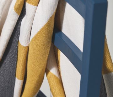 Devon Stripe Recycled Throw Ochre/Charcoal