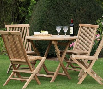 Teak Bristol Round Folding Table 90cm
