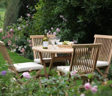 Bristol Outdoor Round Folding Table & 4 Chairs Set