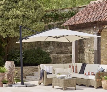 Neptune Spritsail 3x3m Square Cantilever Parasol & Granite Base