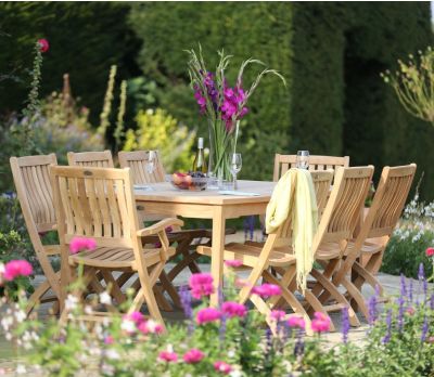 Henley Rectangular Teak 8 Seater Garden Table & Chairs Set (Ashton)