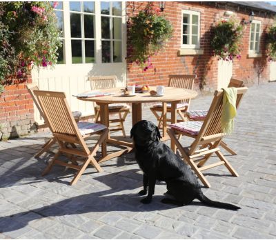 Gateleg Outdoor Round Folding Table & 6 Chairs Set
