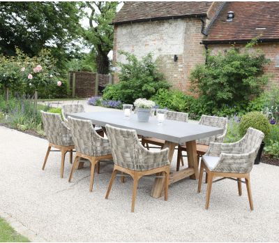 Roma Concrete Table and Chelsea Armchair 8-Seater Set