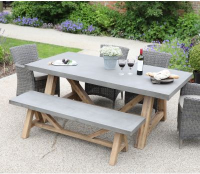Roma Polished Concrete & Wood Bench 160 cm