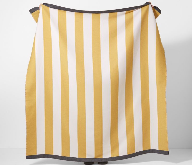 Devon Stripe Recycled Throw Ochre/Charcoal