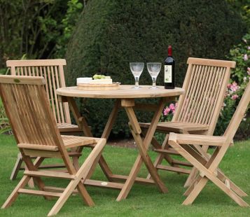 Bristol Outdoor Round Folding Table & 4 Chairs Set